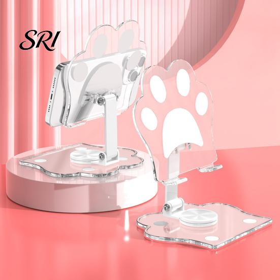 Cat Paw Phone Stand Mobile Holder Foldable Adjustable Multi-Angle Rotation Non-slip Acrylic And Tablet for Desk Office Travel Use