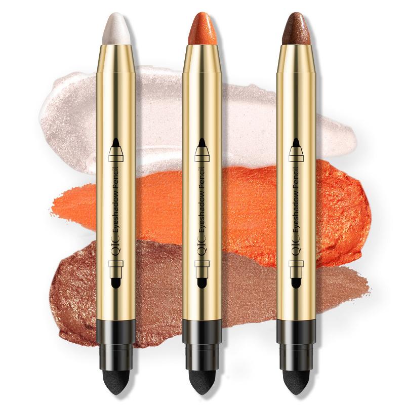 Яркий карандаш для теней для век с жемчугом и тонкой вспышкой, двусторонние тени для век, палочка для салфеток, формованные тени для век цвета земли