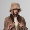 Solid Color Winter Fisherman Hat Anti-cold Plush Bucket Cap Ushanka Plush Panama Hat  Outdoor