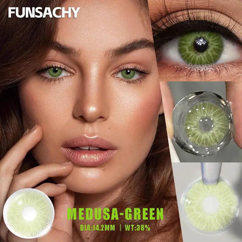 FUNSACHY 1 Pair New Color Contact Lenses for Eyes Beautiful Pupil Fashion Gray Brown Soft Lenses Yearly Cosmetics Korean Lens