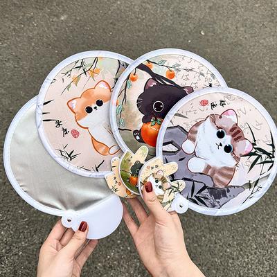 Портативный мультяшный складной веер Kawaii креативный складной веер прохладный летний ручной веер летающий диск карманный тканевый веер подарки для детей