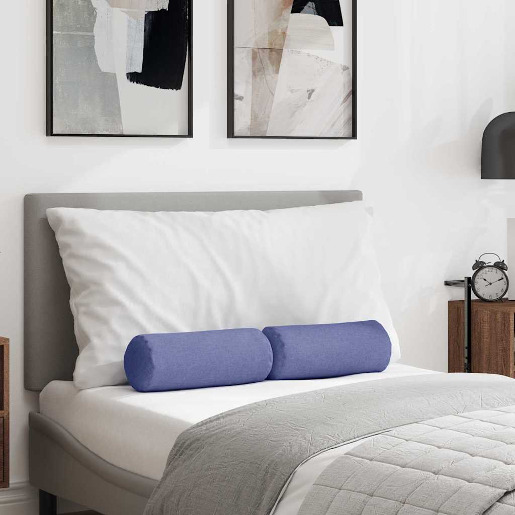 Bolster Cushions 2 pcs Denim Blue Ø 15 x 40 cm Fabric