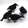 Черное Воронье Перо Хэллоуинское Украшение: Флокированный реквизит для украшения в стиле хоррор