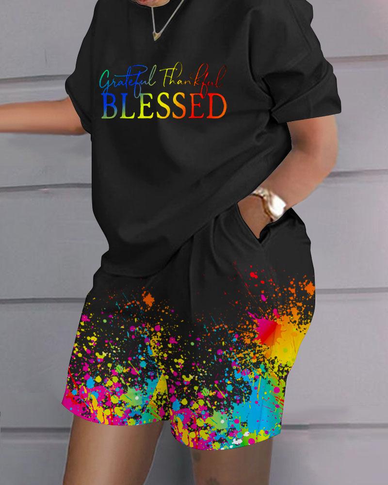 Женские комплекты из двух предметов с шортами и принтом, футболки с круглым вырезом и короткими рукавами, брюки с эластичной резинкой на талии, топы, летние костюмы