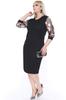 Women's Big Size Dress Tulle Sleeve Silver Black Plus Size Dress