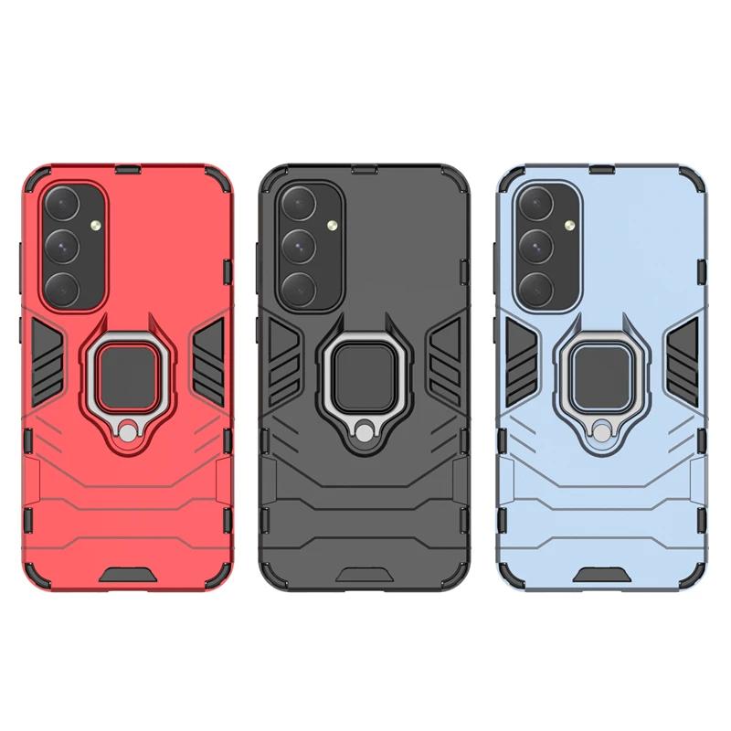 For Samsung Galaxy A55 5g Back Cover Phone Case Shockproof Armor Anti-Fall Metal Ring Holder Magnetic Protect SM-A556 Coque
