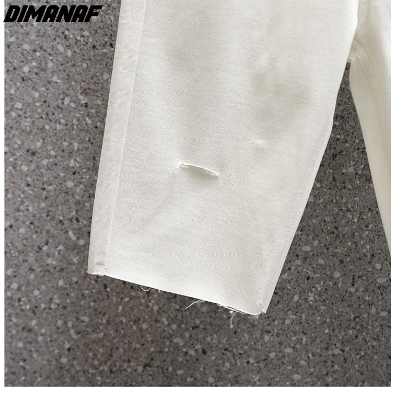 DIMANAF Большие размеры Женские брюки Летние короткие джинсы Джинсы с эластичной резинкой на талии Свободные брюки Базовые шорты с отверстиями и высокой талией