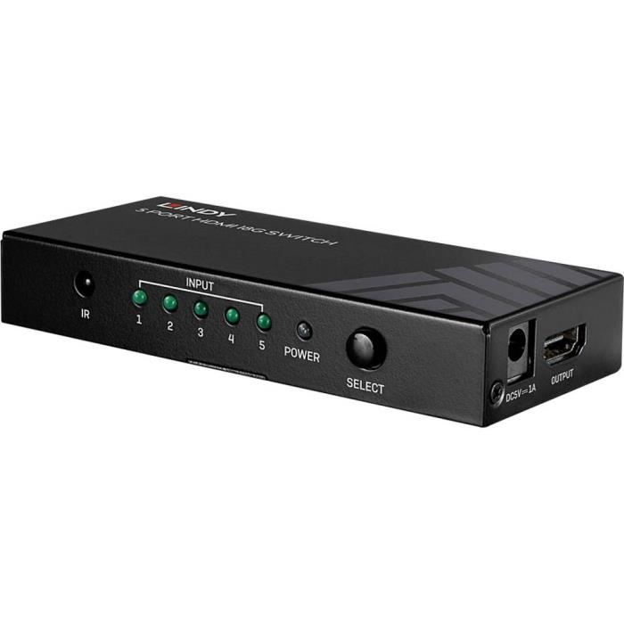 Commutateur HDMI - LINDY - 5 ports - Haute qualité - Compact - 3840 x 2160 pixels