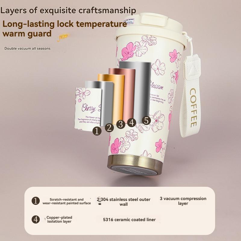 Lily of the Valley 16.9 oz 500ml Stainless Steel Insulated Tumbler with Coffee  Water Dual-Drink Design Premium Printed Travel Mug for Women Leak