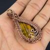 Tiger Eye Pendant, Handmade Gemstone 999 Copper Wire Wrapped Pendant Antique Jewelry, For Gift Silver Jewelry