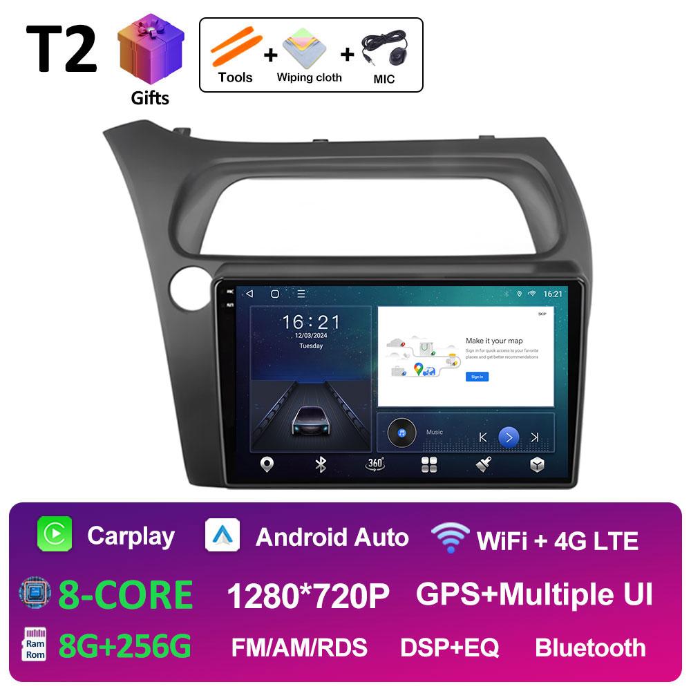 Беспроводной Android Auto Carplay для Honda Civic Хэтчбек 2006 2007 2008 2009 - 2011 Автомагнитола Видео Мультимедийный плеер Вентилятор охлаждения