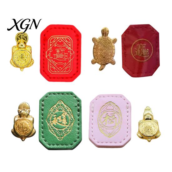 Positive Energy Charm Golden Turtle Feng Shui Ornament for Wealth And Prosperity, Metal Chinese Luck Handcrafted Brass with Faux Leather Sleeve,