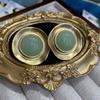 Минималистичные Светло-зеленые Нефритовые Геометрические Круглые Пусеты Ретро Медно-покрытые Матовые Пусеты Серьги-гвоздики для Повседневного Стиля