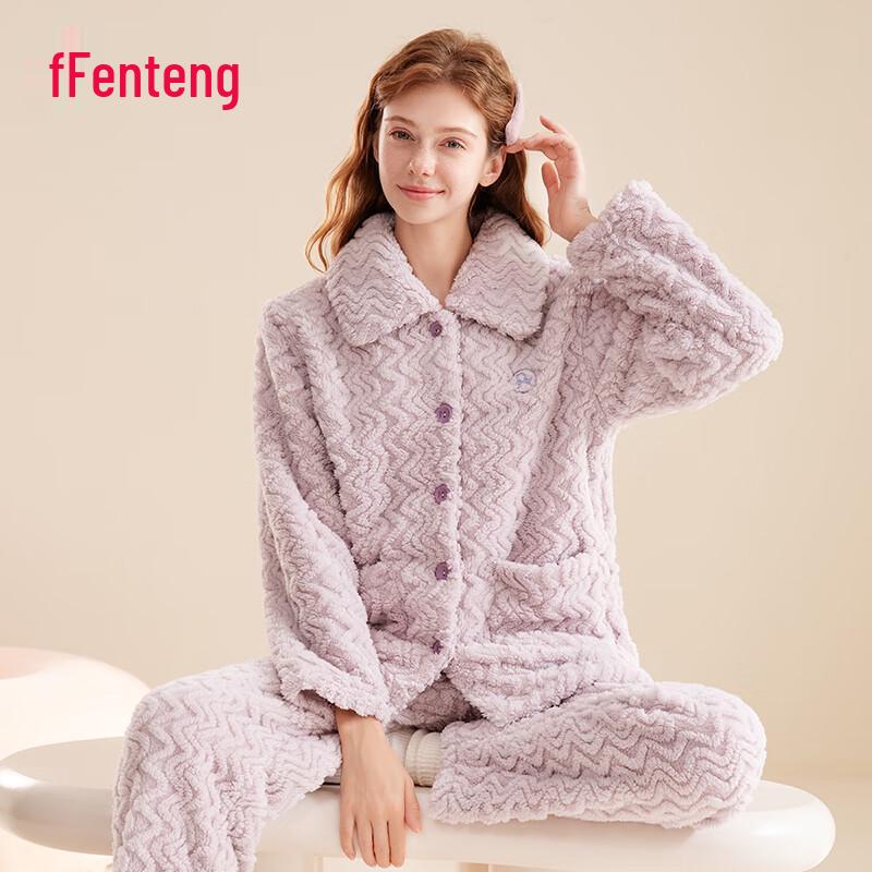 Мужской и женский теплый флисовый комплект для дома Fenteng Осень/Зима