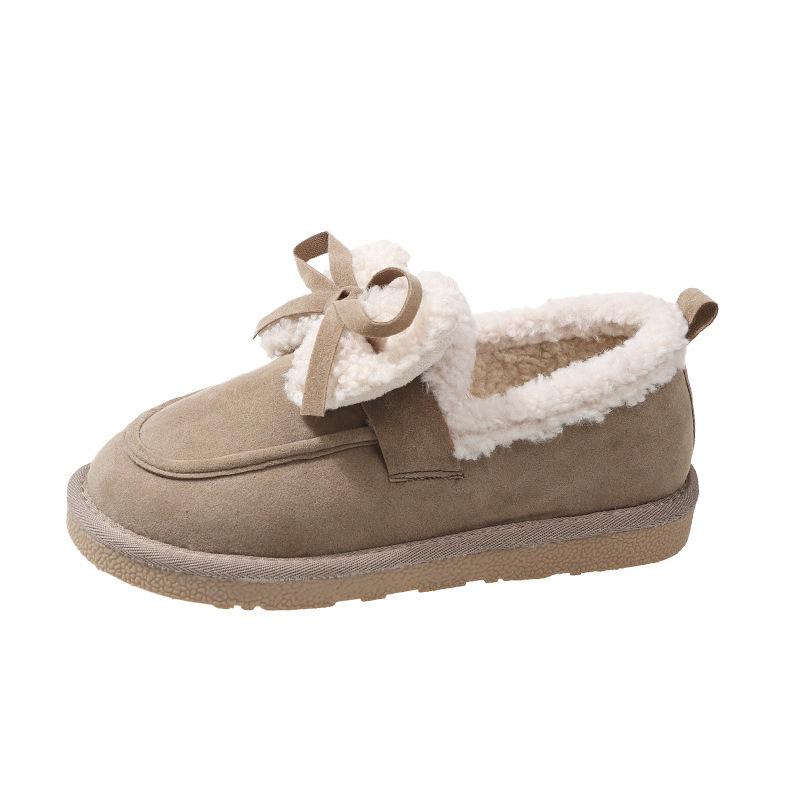 Зимние новые туфли из бархатного хлопка 2024 года, модная и повседневная верхняя одежда, одинарные туфли с толстой подошвой, туфли-бобовые туфли для женщин