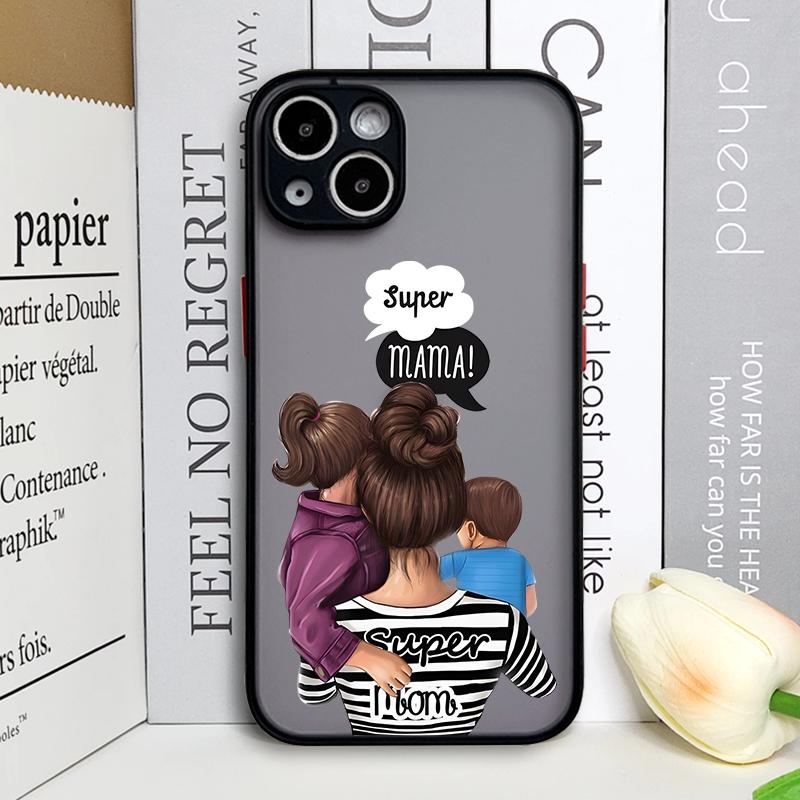 Модный Чехол для Телефона Super Mama Мама Папа для Samsung Galaxy S25 S24 S23 Ultra S22 Plus S21FE Мальчик Девочка Жесткий Матовый Чехол