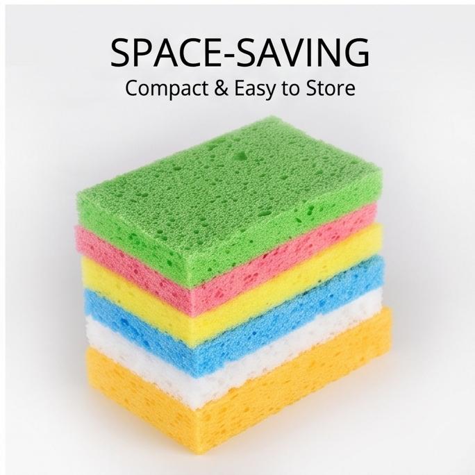Multi-Layer Compressed Wood Pulp Dish Sponge Random Color Absorbent Easy-Clean Scouring Pad Drawer Storage Kitchen Cleaning Tool