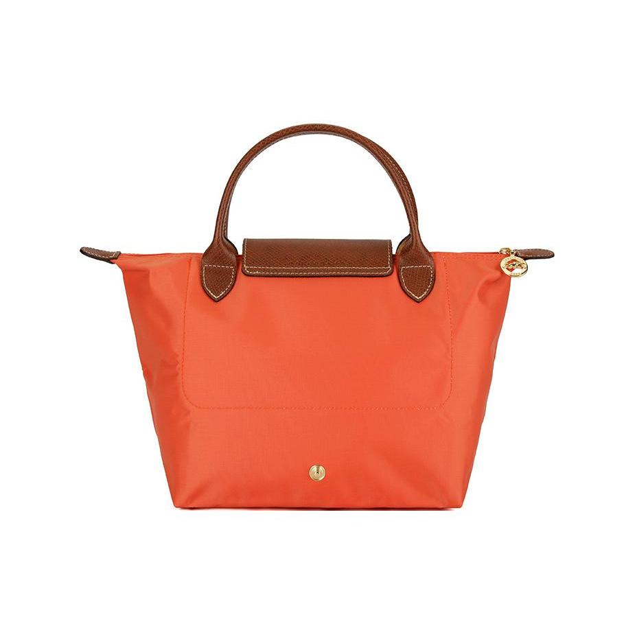 Longchamp Сумка-пельмень Le Pliage из полиамидной канвы с кожаными деталями, маленькая, женская, оранжевая