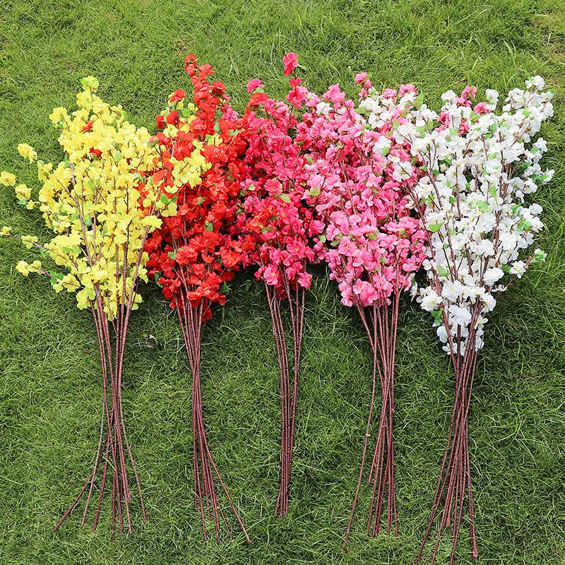 106см Искусственная ветка персикового цвета Слива Вишня Шелковый цветок для украшения дома, комнаты, сада, свадьбы, вечеринки, ваза для DIY