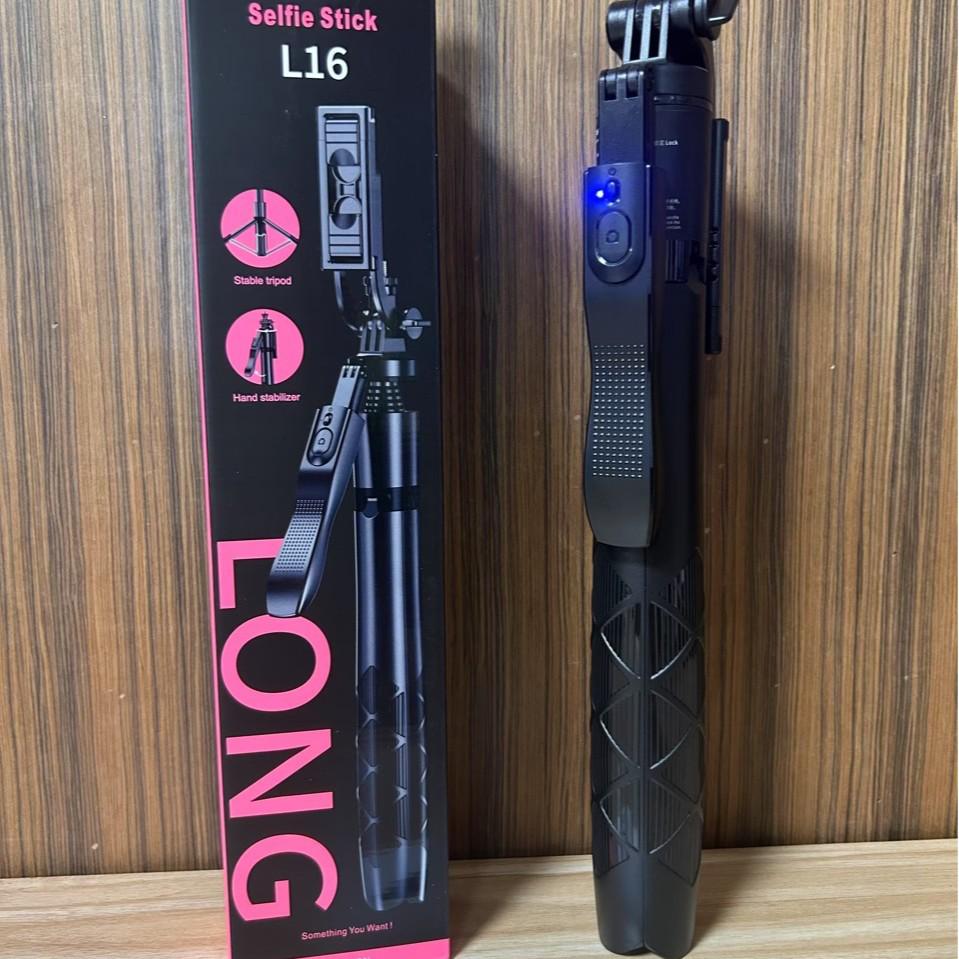 L16 Portable Anti-Shake Extendable Selfie Stick Tripod for Live Streaming and Travel.