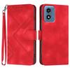 For Motorola Moto G Play (2024) 4G Wallet Case Line Imprinted PU Leather Phone Cover with Strap