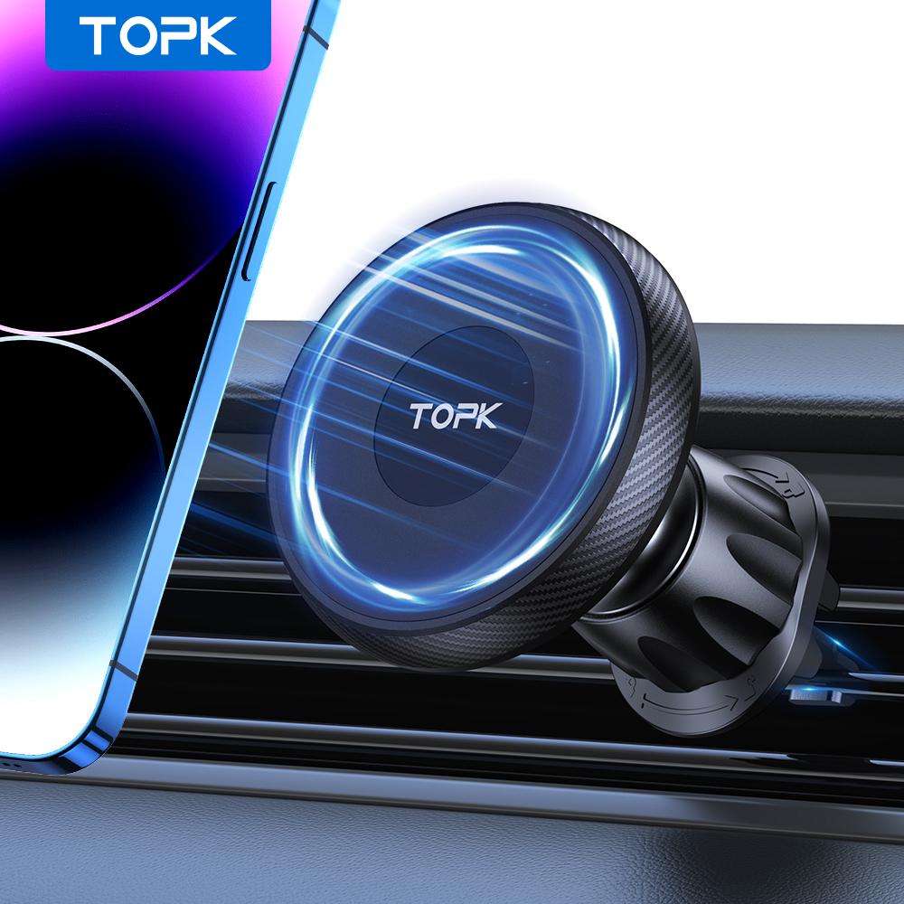 TOPK для Magsafe Автомобильный держатель для телефона, Мощный магнетизм, Премиальное качество, Управление одной рукой, Металлический крючок, Магнитное крепление для телефона в автомобиль