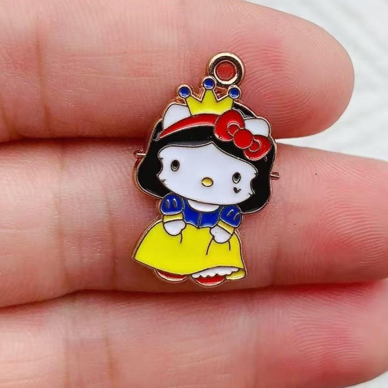18/60PCS Cute animal girl  cat cartoon collection alloy dripoil DIY earrings pendant keychain pendant accessories