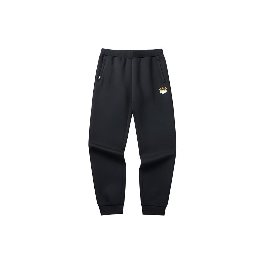 Anta X Wu Huang Wan Shui Collaboration Solid Color Knitted Sweatpants Women Bottoms Black 162218313-3