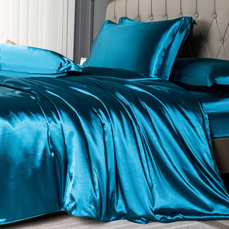Домашняя кровать комплект простыней из четырех частей летняя шелковистая легкая прохладная простыня из трех частей пододеяльник постельное белье