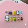 Cute Hand-Painted Press-On Nails Short Square Cat Eye Design Sweet Ins Style Nail Art Women