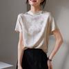 New Chinese style silk jacquard short sleeved shirt for women in summer 2026, fashionable and versatile, slimming and chic small shirt top