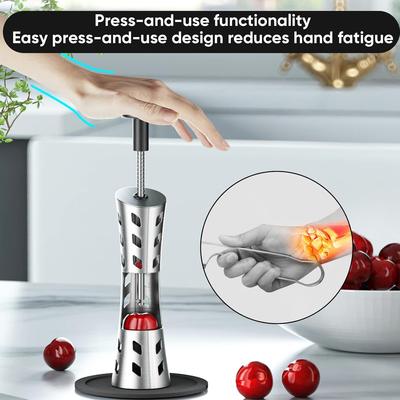 YYP Инструмент для удаления косточек вишни - 304 нержавеющая сталь, прочный, нажимного типа для легкого удаления косточек вишни. Идеальный кухонный инструмент для удаления сердцевины и