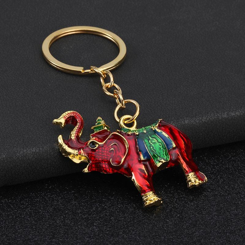 Elephant Keychain Vintage Creative Colorful Animal Pendant for Car Bag Decoration Cute Girls Accessory