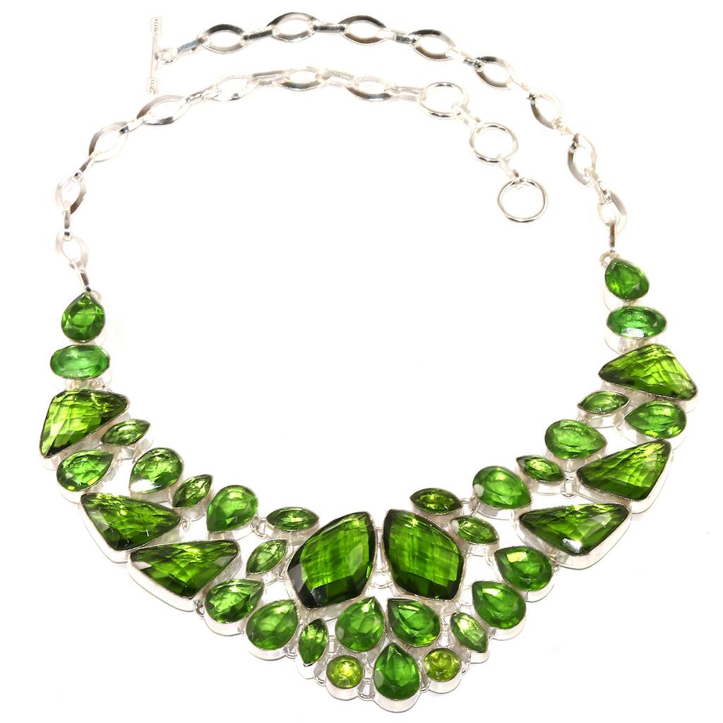 Peridot Quartz Gemstone Ethnic Style Jewelry Necklace 16-18''