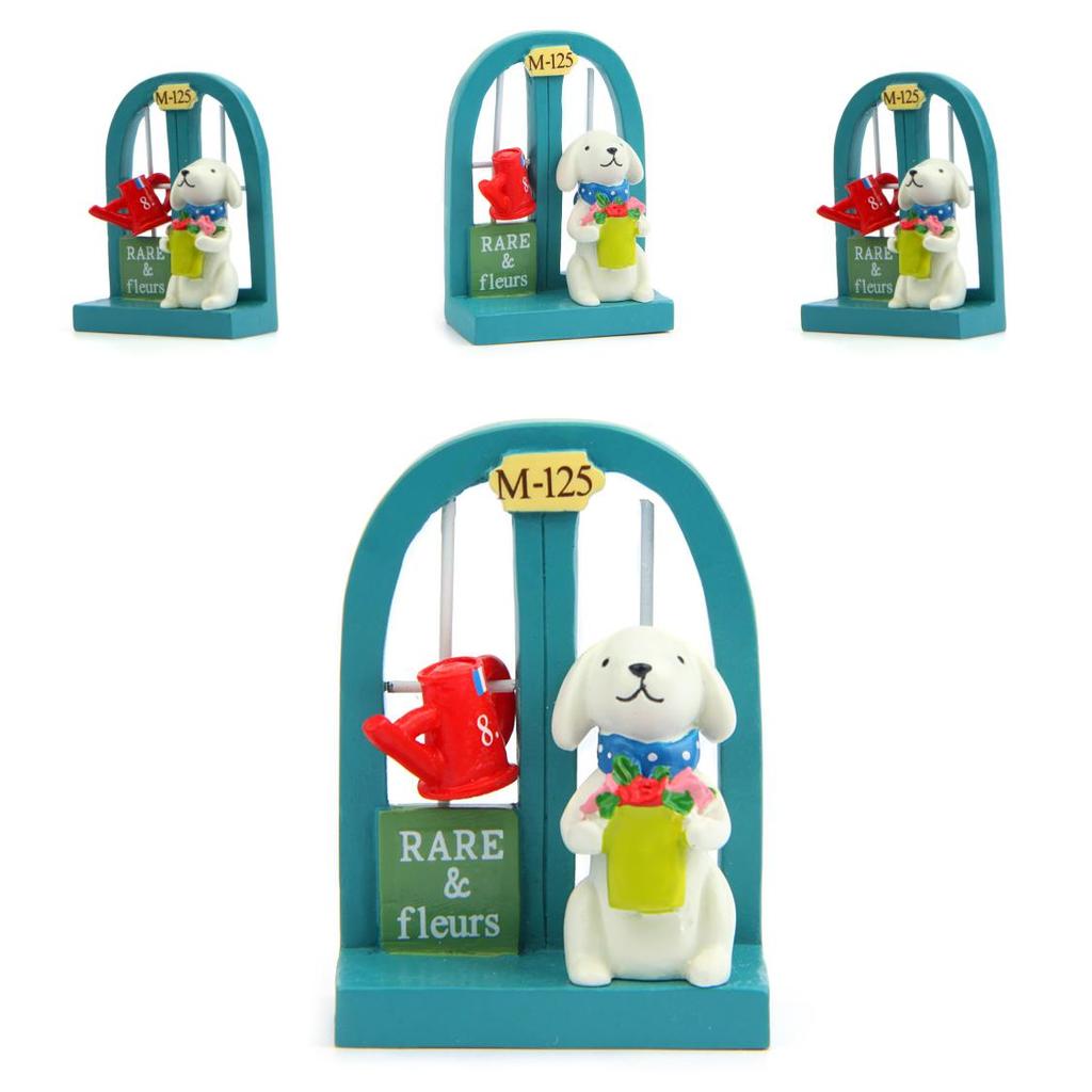 Милая мультяшная сцена с щенком и цветком на подоконнике, мини-модель, украшение для сада и декора