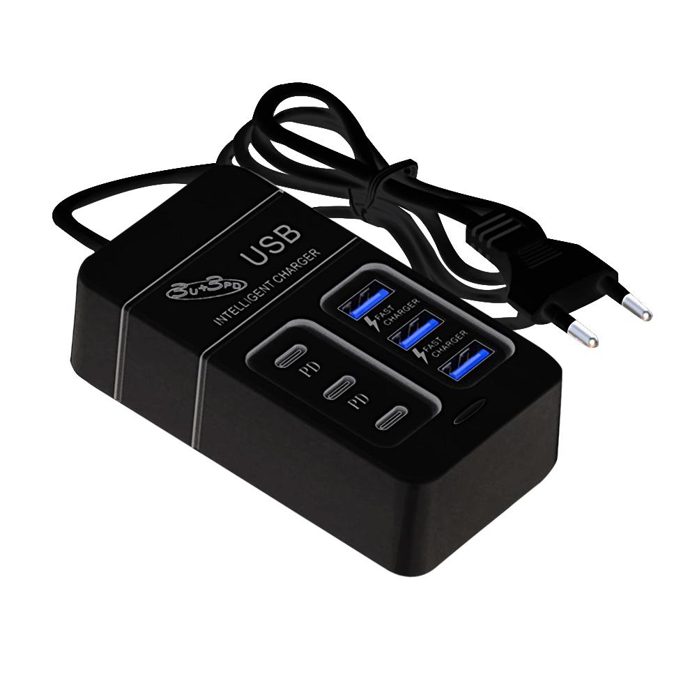 6 IN 1 USB Charger PD Type C 35W Fast Charging Wall Phone Charger Adapter Quick Charge 3.0 USB Hub EU US Plug USB Type C Charger