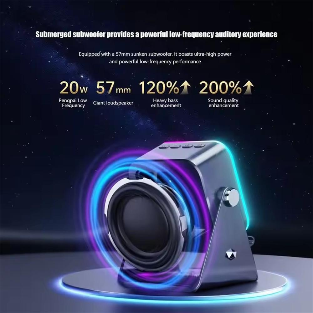 2 in 1 Adjustable Phone Stand Bluetooth Speaker RGB Light Desktop Holder for Office Movie Watching iPhone Android Smartphones
