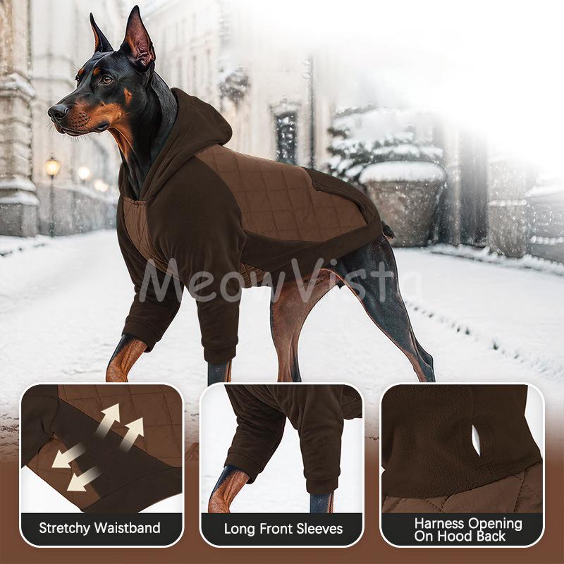 Christmas Large Dog Hooded Jacket Wind‑proof Snow‑resistant Heat‑locking Warm Winter Pet Coat for Golden Retriever Border Collie