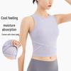 Женский быстросохнущий дышащий жилет для йоги с ударопрочной грудной вставкой - Облегающий нейлоновый фитнес-топ без рукавов