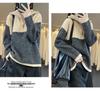 Color Block Wool Cashmere Sweater - Women's High-End Knitted Half-Open Collar Top