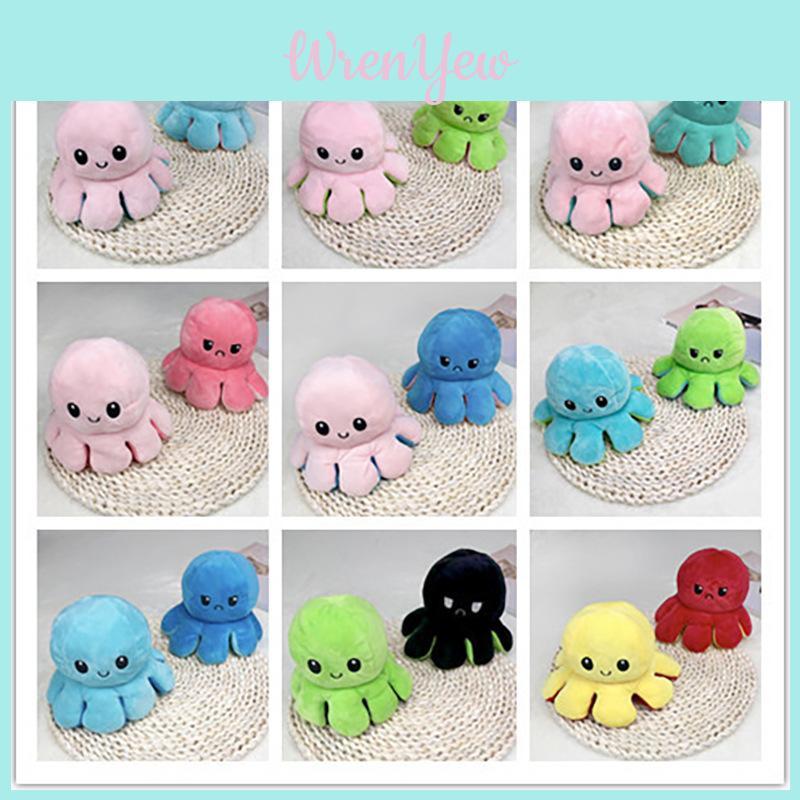 Doublesided Flip Reversible Octopus Plush Toy Marine Life Stuffed Doll Animals