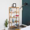 SONGMICS BCB35Y Bathroom Kitchen Storage Bamboo 5 Shelves Adjustable Floor Height Flower Stand Book Shelf natural, 60 x 26 x 130 cm