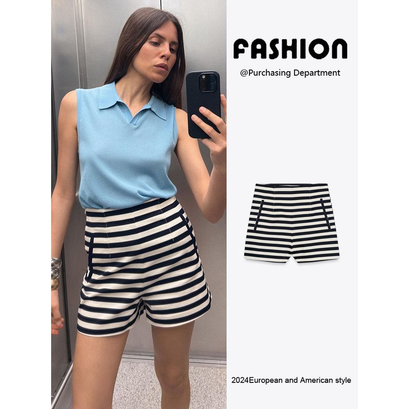 Za2025 Summer New Women Clothes Versatile Slimming High Waist Temperament Simple Casual Shorts 1165136 104