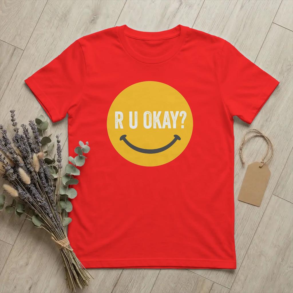 R U OK How Are You Friends T Shirts Unisexs Cotton Cool TShirt Round Collar Funny Message Tees Short Sleeve merchandise Summer
