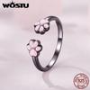 925 Sterling Silver Black Cat Claw Open Rings Size 6-9 Cute Pet Finger Ring for Women Party Original Fine Jewelry