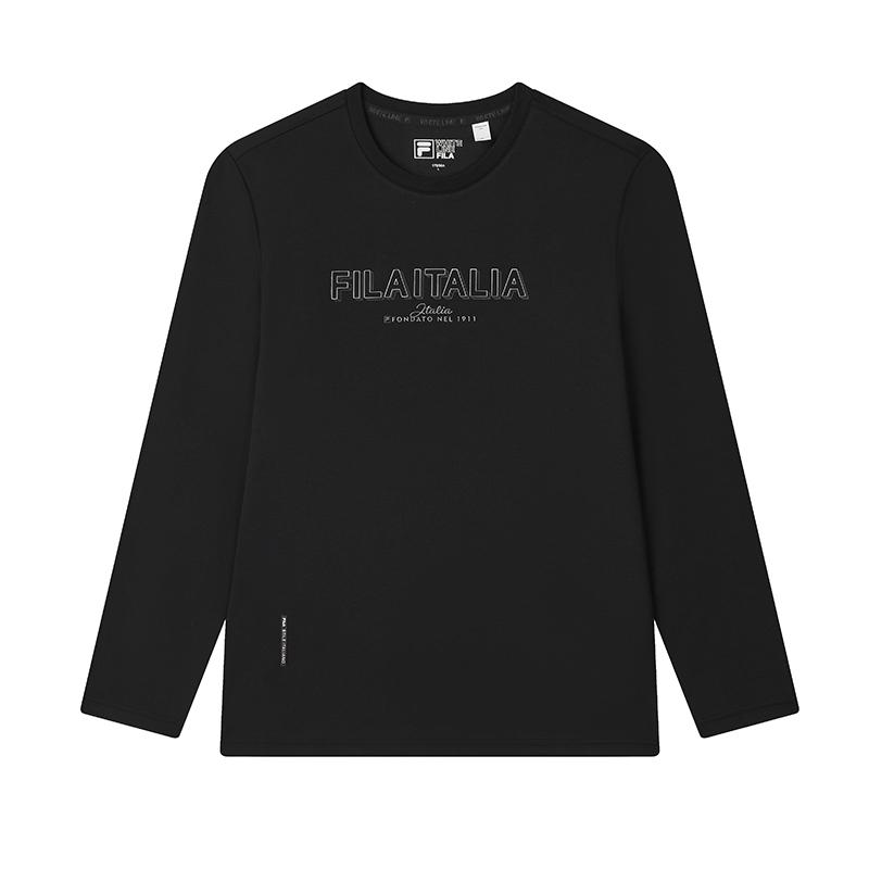 Fila Белый Повседневный Удобный Вязаный Пуловер Футболка с Длинным Рукавом Мужские Топы Черный F11M513208F-BK