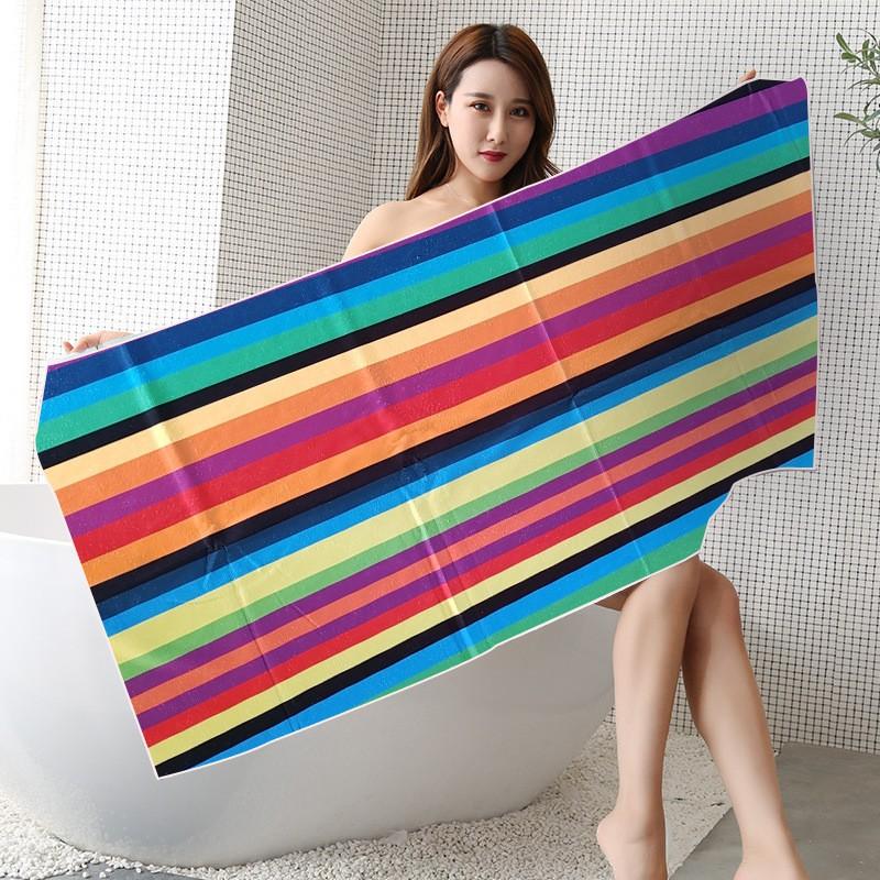 Custom Printed Microfiber Beach Towel Quick Dry Sports Swimming Pool Outdoor Travel Yoga Gym Sun Protection Double Sided Plush Bath