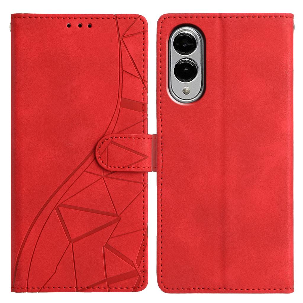 For Samsung Galaxy S25 Edge Case Wallet Stand Imprinted Triangle Pattern Leather Phone Flip Cover