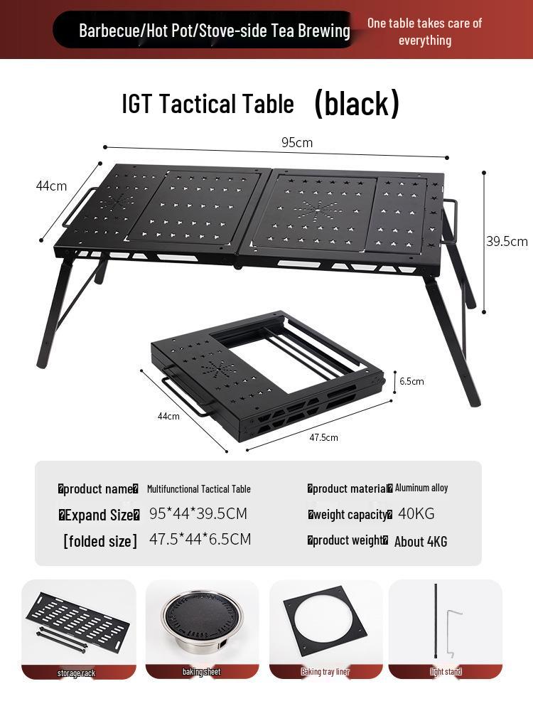 Портативный легкий алюминиевый туристический стол - Складной тактический IGT BBQ обеденная поверхность