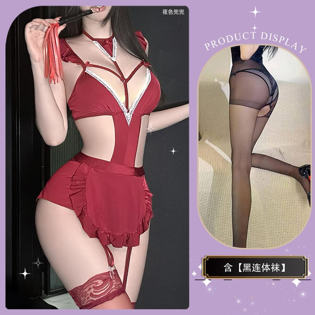 Sexy Lingerie Sexy Maid Uniform Pure Lust Red Temptation Free Suit Lace Suit